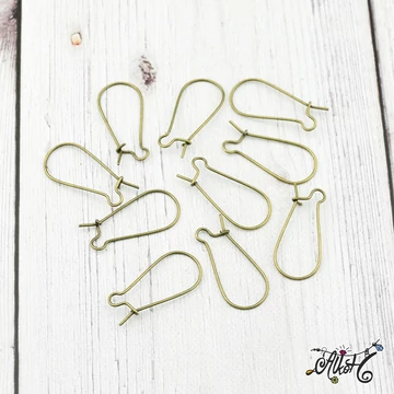Akasztós vese fülbevaló alap, antik bronz - 2,4 cm (1 pár)