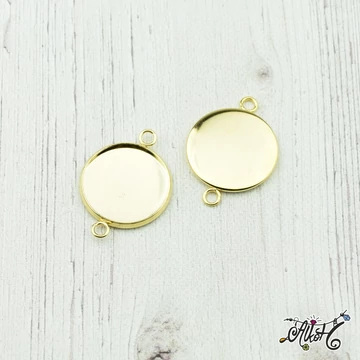 Orvosi fém, arany tányéros összekötő medál alap (18mm belső)