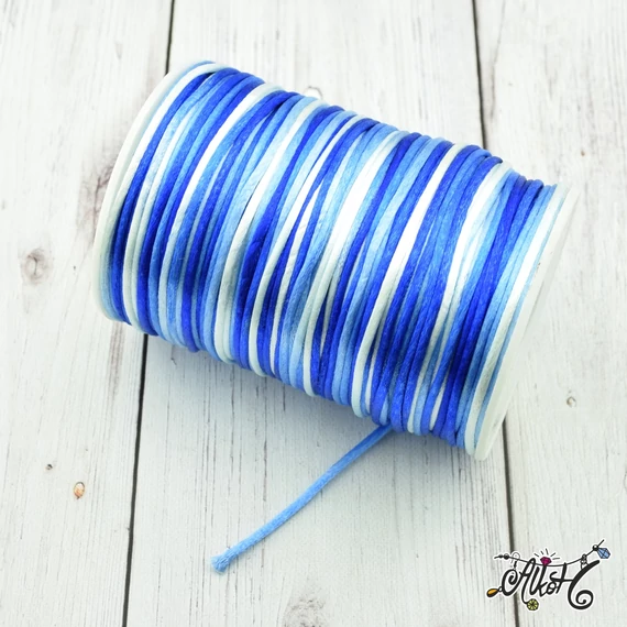 melírozott kék színű 2mm-es szatén zsinór